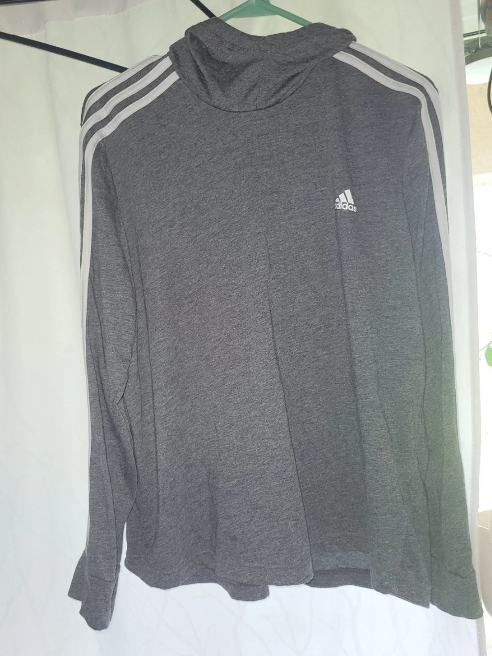 Adidas Womens Gray Long-Sleeve Hooded Athletic Shirt - Picture 1 of 4